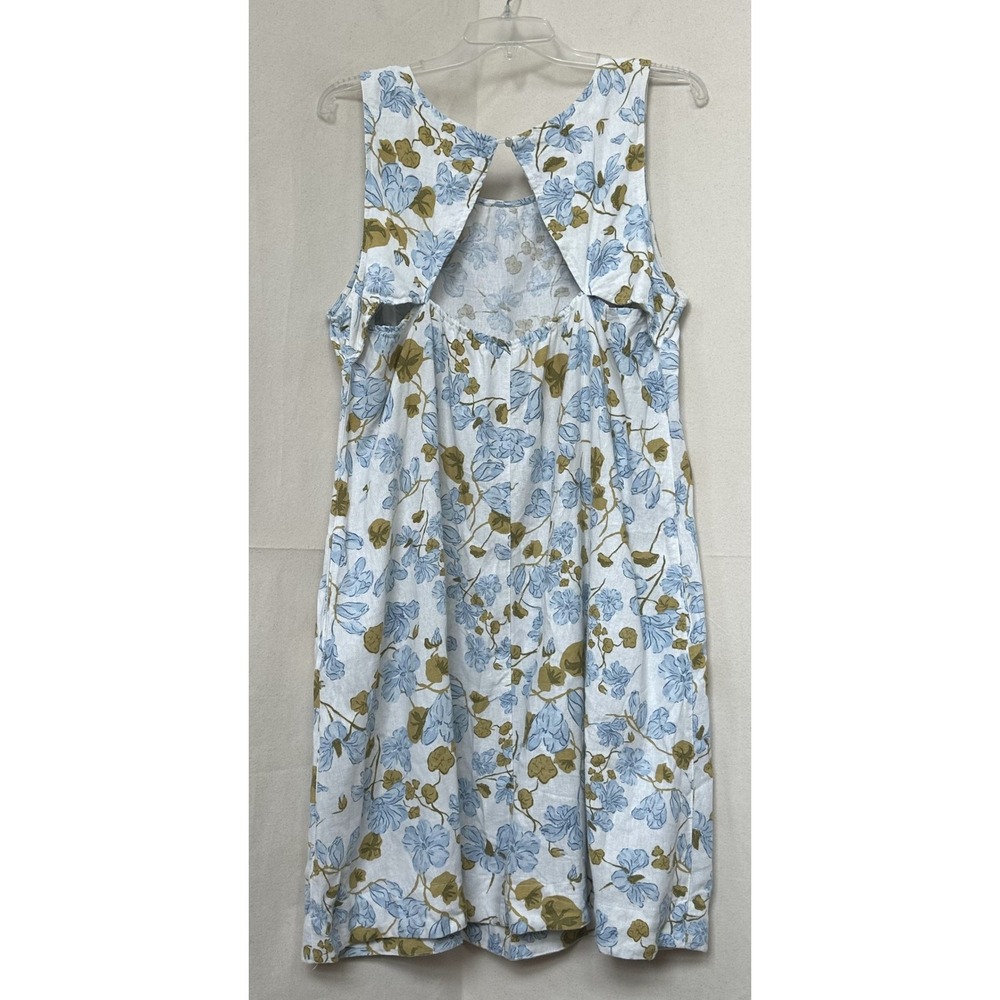 Joie Tropical Cottage Floral Garden Party Linen Blend Keyhole Back Midi Dress XL - Picture 4 of 7